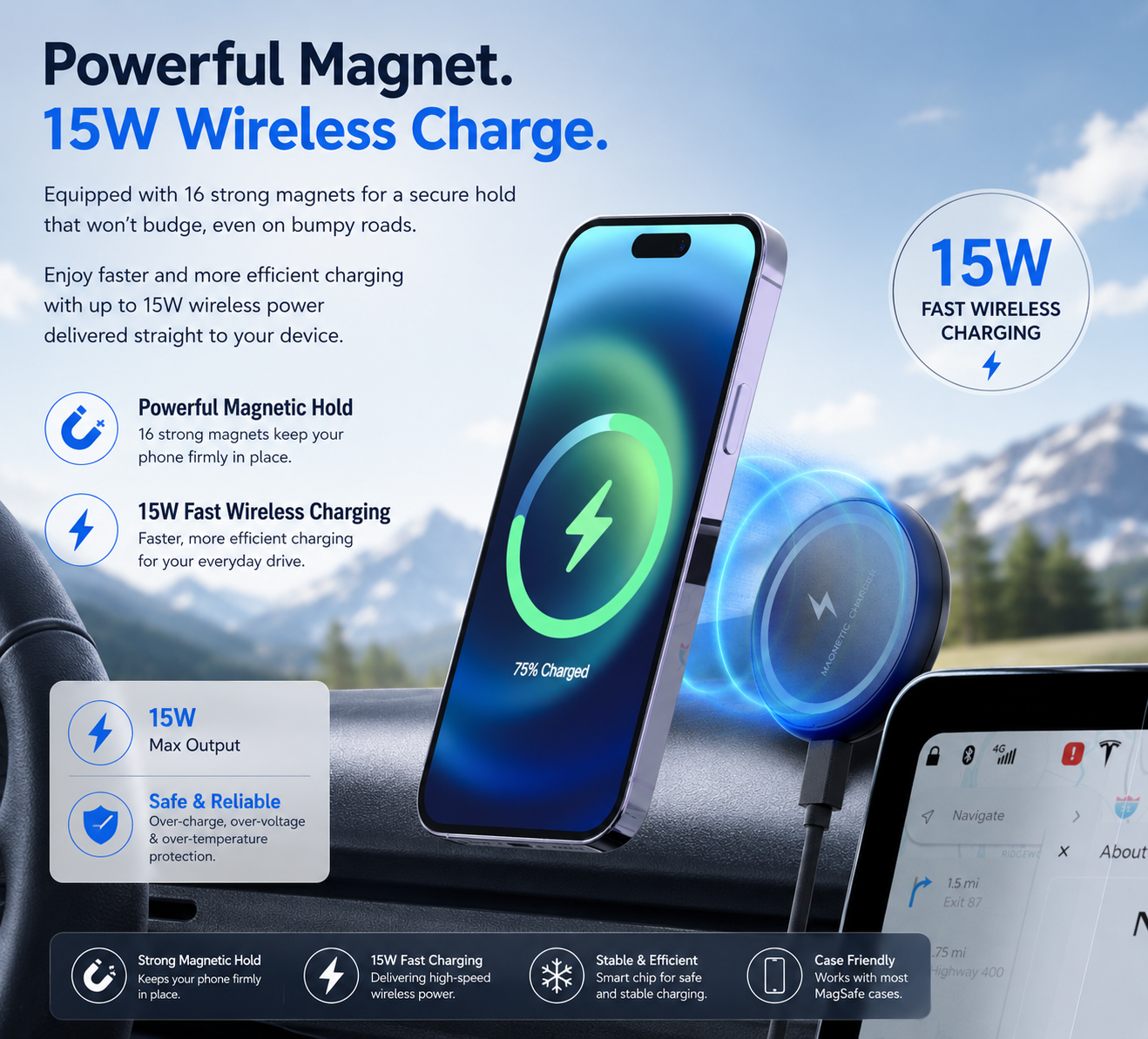 360° Magnetic Wireless Car Phone Holder Mount